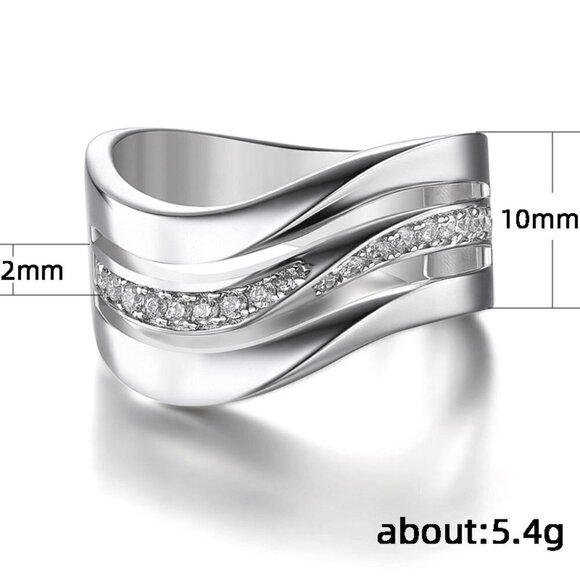 🔥 Refine Three Layers Wave Zircon Macro Pave Rings for Women, PD389 - Picture 7 of 7